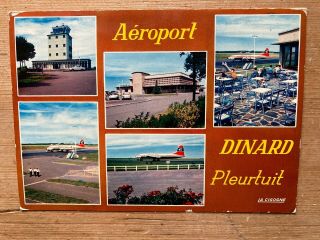 Dinard Airport Postcard With Views Of British Eagle Britannia 1960 