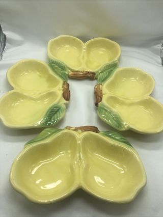 Vintage Pear Dish Set Ceramic Usa California Belmar Nut Candy Side Yellow