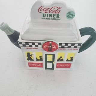 Vintage Coca - Cola Diner Porcelain Teapot 1999 Truckers Welcome