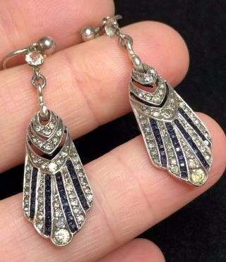 Vintage Jewellery Gorgeous Art Deco Sterling Silver Earrings - Screw Backs