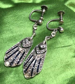 Vintage Jewellery Gorgeous Art Deco Sterling Silver Earrings - Screw Backs 2