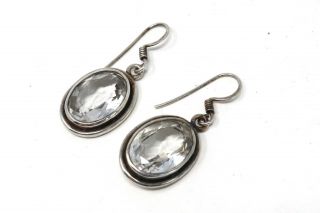 A Splendid Vintage Sterling Silver 925 Rock Crystal Quartz Earrings28550