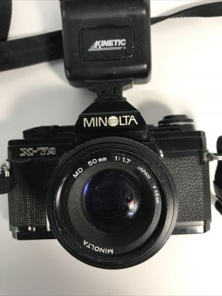 VINTAGE Minolta X - 7A camera with 50mm f1.  7 Lens Batteries Kodak Film 2