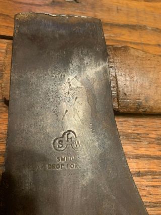 VINTAGE S.  A.  W WETTERLINGS AXE MADE IN SWEDEN 15 INCH DROP FORGED 3