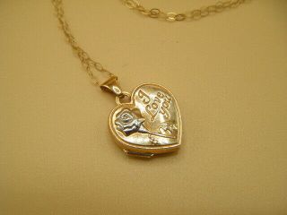Vintage 9ct yellow gold ' I Love You ' heart locket and 9ct chain 18 inches 3