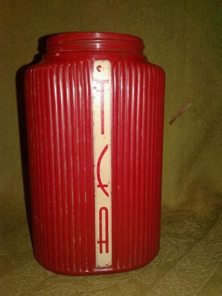 Vintage Owens Illinois Art Deco Red Glass Tea Canister (hoosier Type) - No Lid
