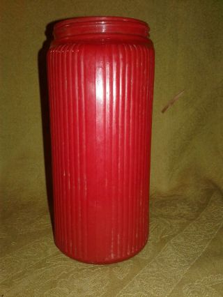 Vintage Owens Illinois Art Deco Red Glass TEA Canister (Hoosier Type) - NO LID 2