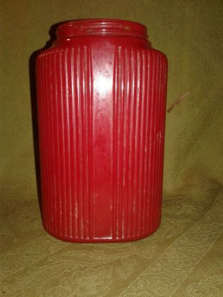 Vintage Owens Illinois Art Deco Red Glass TEA Canister (Hoosier Type) - NO LID 3