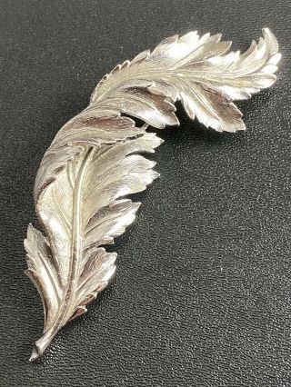 Coro Signed Vintage Brooch Pin Huge 4” Silver Tone Folded Leaf Lot4