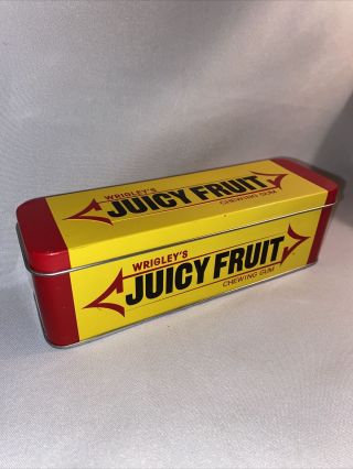 Vintage Juicy Fruit Wrigley’s Gum Metal Advertising Tin 6.  5”