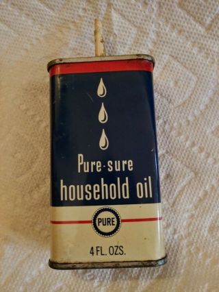 Vintage Pure - Sure Household Oil Can Pure 4 Ounces