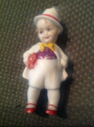 Antique Miniature Bisque Porcelain Boy Doll German 3“ Tall
