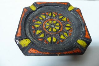 Vintage Bitossi Orange Yellow Glaze Pottery Ashtray Mid Century Italian Ceramic