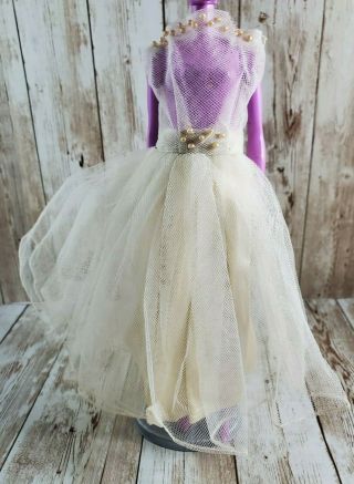 Vintage Barbie Off White Wedding Bridal Gown Dress W/ See Thru Top Doll Size