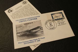 1st Day Cover & Card: Pan American Airways China Clipper To Guam 1980.