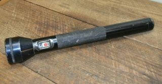 L944 - Vintage Kel - Lite Industries Metal Police Flashlight Large Battery Black