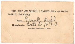 102020 Vintage Wwi Red Cross Soldiers Mail Postcard Arrived Overseas Frank Buhl