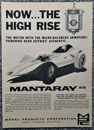Vintage 1967 Mpc Dean Jeffries Mantaray Slot Car Advertisement