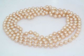 Vtg Opera Length 68 " Faux Pearl Strand Necklace Knotted Strung Endless