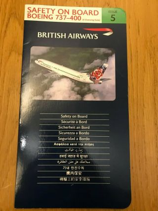 Ba British Airways Boeing 737 - 400 Safety Card Issue 5 1999