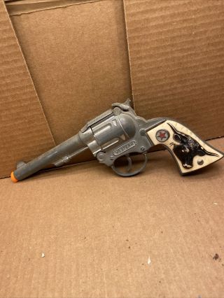Vintage Hubley Texan Cap Gun W/ Steerhead Grips Western Cowboy Toy