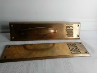 Vintage Corbin Large Engraved Push And Pull Brass Handle Door Set