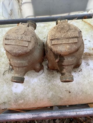 2 Vintage Rockwell Brass Water Meters 5/8 " Usa,  Steampunk