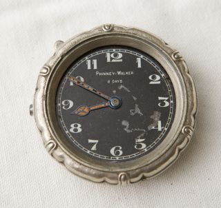 Antique Vtg Early 1900s Phinney Walker 8 Days Auto Car Clock Brass Era Accesory