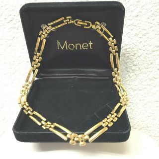 Vintage Jewellery Fabulous Signed Monet Box Chain Necklace