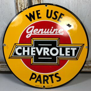 Vintage Porcelain Chevrolet Parts Service Dealer Sign