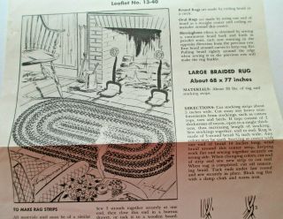 Vintage Braided Rag Rug Leaflet 13 - 40 & Making Yarn Rugs On Sewing Machine 1940s
