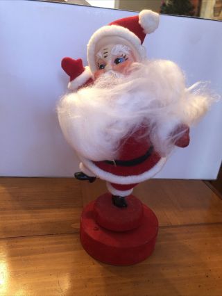 Vintage Christmas Decorations Santa Plastic Face Santa Claus Felt Musical Doll