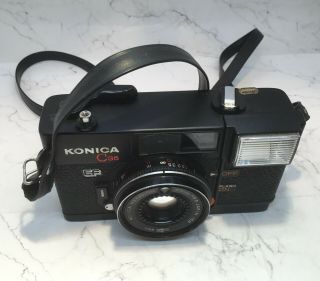 KONICA C35 EF 35mm Vintage RETRO Film Camera With 35mm Roll Of Film & Case 2