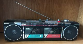 Vintage Aiwa Stereo Cs - W220 - Boombox - Stereo Radio Cassette Recorder - As - Is