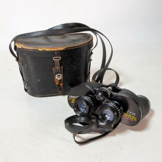 Vtg Tasco 118 Binoculars 7x35 Extra Wide Angle W Case Feather Weight Registered