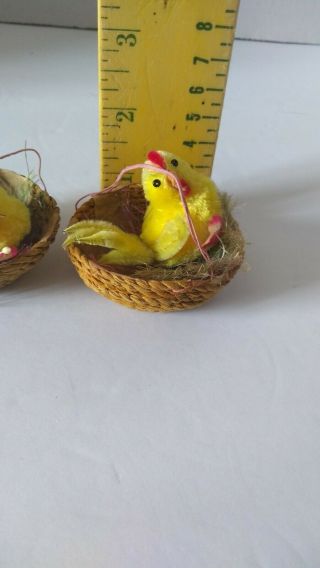 Vintage pipe cleaner chenille chicks in nest Easter Decorations Very Cute 2