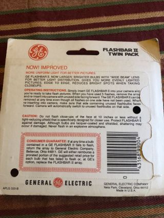 Vintage GE Flash Bar II Twin Pack SX - 70 SX70 Cameras NOS General Electric 3