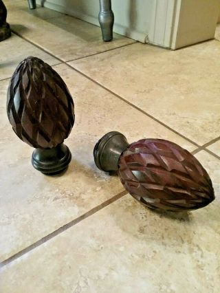 Vintage Steel Curtain Rod With Bronze And Solid Wood Pine Cone Finials
