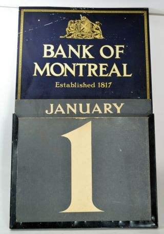 Vintage Bank Of Montreal Advertising Metal Perpetual Date Calendar