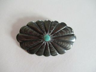 Vintage Southwestern Sterling Silver & Turquoise Pin