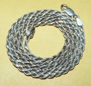 Vintage " 925 " Sterling Silver Ornate " Rope " Chain Link Design 18 1/4 " Necklace