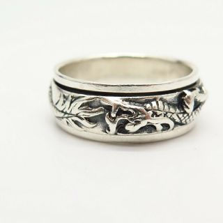 925 Sterling Silver Vintage Chinese Dragon Rotating Men ' s Band Ring Size 11 1/4 2