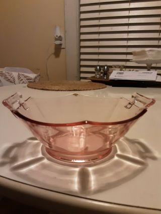 Vintage Pink Fostoria Serving Bowl With Handles