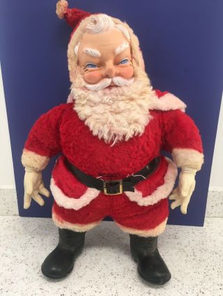 Vintage Rubber Face Plush Stuffed Santa Claus Christmas Ruston? 18”