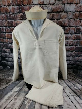 Vintage Wwii Us Navy White Trousers,  Jumper And Cap 1