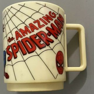 1977 Vintage Spider - Man Marvel Comics 3 1/2 " Deka Plastic Cup W/ Handle