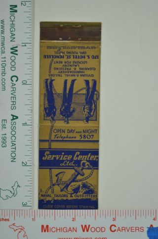 Vtg Us Navy Matchbook Cover Tailors Service Center Outfitters Honolulu Hawaii M1
