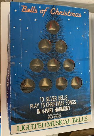 Vintage Mr Christmas 10 Musical Lighted Silver Bells Of Christmas 15 Songs 1990