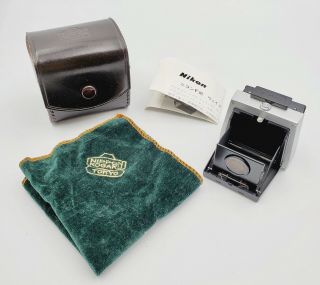Vintage Nikon F Waist Level Viewfinder With Case,  Cloth & Instructions