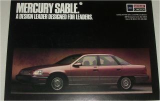 1990 Mercury Sable 4 Dr Sedan Car Print (red)